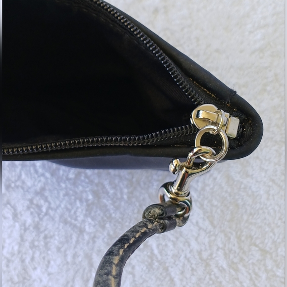 Coach Black Wristlet with Blue Trim